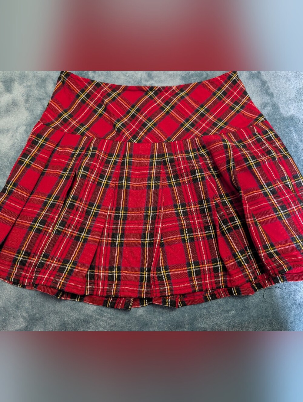 Hot Topic Red Tartan Pleated Skater Skirt